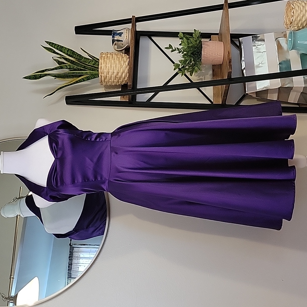 Handmade Queen of Holloway Satin Purple Haltertop Swing Dress